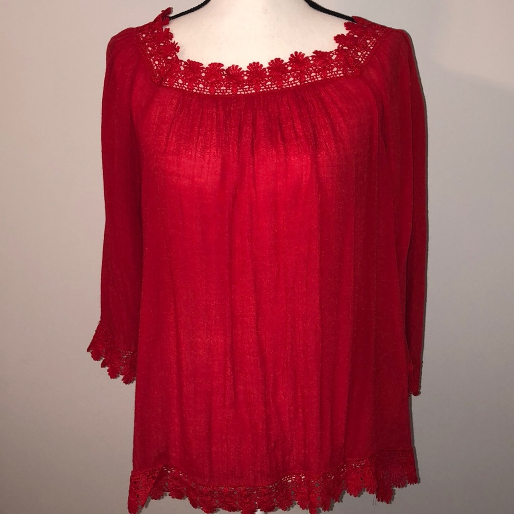 Counterparts Red Lace Top